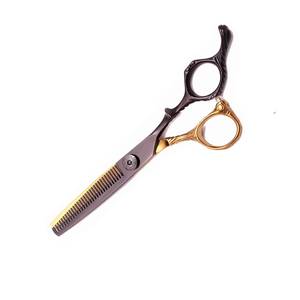 Tijeras de Entresacar de Acero Inoxidable 440C con 28 Dientes, Punta Redonda, Mango Largo, para Uso en Salones de Belleza (Para Diestros) - Product Image 1
