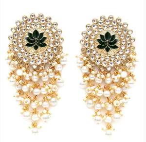 Pendientes de borla con forma de gota de agua, adornados con cristales de aleación vintage indios, de lujo ligero, estilo palaciego, imitación de rodio de alta gama - Product Image 4