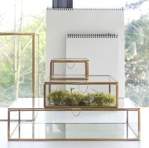 Glass Jewelry Box with Gold <b>Frame</b> Stackable Storage Organizer for Necklaces and Accessories - Product Image 2