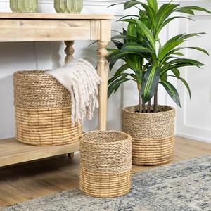 Juego de 3 cestas redondas de almacenamiento tejidas en tonos canela y marrón, cestas de almacenamiento hechas a mano, venta al por mayor, ecológicas, hechas en Vietnam. - Product Image 2