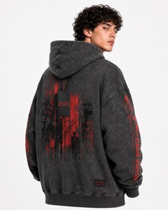 Nouveauté : Sweat à capuche pour homme en coton délavé style streetwear, couleurs et tailles personnalisables, service OEM/ODM - Product Image 2
