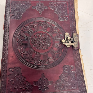 Carnet en cuir véritable gaufré de qualité supérieure, 240 pages, 120 feuilles, carnet vintage avec papier à bords festonnés faits à la main, cuir classique - Product Image 5