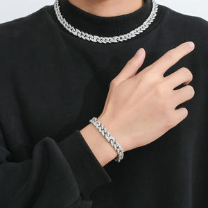 Luxury White Gold Diamond <b>Statement</b> <b>Necklace</b> Pave Setting Round Brilliant Cut Link Chain Unisex Party Jewelry Available for Sale - Product Image 5