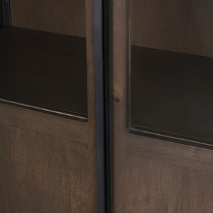 Gabinete Arqueado de Madera y Metal en Color Marrón Oscuro y Negro - Product Image 4