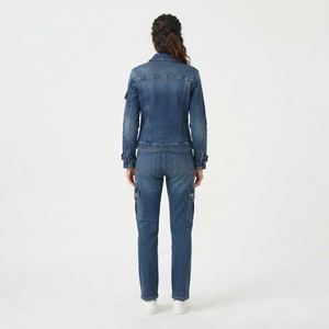 Women Blue Denim Jacket And <b>Cargo</b> Pants Set Utility Two Piece Matching Denim Outfit Casual Workwear Streetwear Fashion - Product Image 2