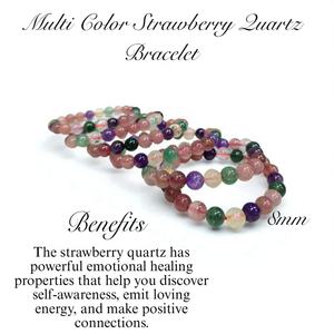 Wholesale Fashion Jewelry Multi Colour Strawberry Quartz <b>Bracelets</b> Feng Shui Love Polished <b>Healing</b> Crystal <b>Bracelets</b> - Product Image 2