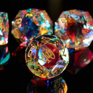 Juego de Dados de Cristal Poliédrico Personalizado, Grabado, Corte Diamante, Azul, Hecho a Mano, de Lujo, para Juegos de Rol de Mesa, 7 Piezas - Product Image 2