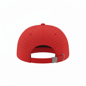 Custom Logo 2-Tone Grey and Red Baseball Cap Laser Cut Vent Holes 6 Panel Sport Hat Flat Brim Snapback Hip Hop Cap Streetwear - Product Image 4