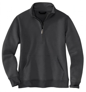 Dark Charcoal Grey <b>Quarter</b> <b>Zip</b> Sweatshirt Men <b>Women</b> Oversized Fleece Pullover Heavyweight Cotton Plain Streetwear Minimalist - Product Image 1