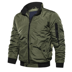 Blouson bomber décontracté pour homme, coupe ajustée, tissu tissé uni, doudoune d'hiver de haute qualité - Product Image 1