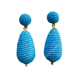 Handmade <b>Blue</b> <b>Beaded</b> Drop Earrings for Women Statement Dangle Earrings Trendy Boho Party Wear Jewelry Gift - Product Image 1