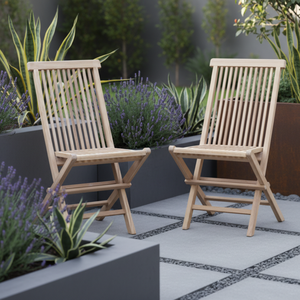 Silla de Comedor Plegable de Teca para Exteriores, Diseño Moderno, Color Natural, para Patio, Villa, Parque, Casa de Campo - Product Image 5