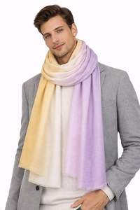 Écharpe de luxe pour femme VIC en cachemire et laine fine respirante, ombrée 3 tons, 70x200cm - Product Image 4