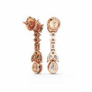 Boucles d'oreilles en diamants cultivés en laboratoire Royal Cleopatra en or rose 18 carats, 48 pièces, style tendance pour femmes - Product Image 4