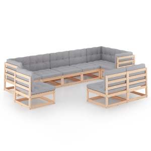 Ensemble de salon de jardin modulaire en pin massif, bois naturel pour un confort extérieur - Product Image 3