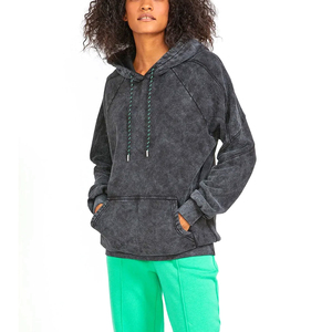 VIBE CRAFT Heavyweight 420 GSM 100% Cotton Acid Wash Hoodies Custom Logo <b>Women</b> Distressed Blank <b>Dark</b> <b>Grey</b> Vintage Washed <b>Hoodie</b> - Product Image 1