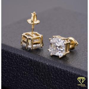 Magnifiques boucles d'oreilles solitaires en diamant de laboratoire, argent sterling 925, scintillantes, élégantes, bijoux fins - Product Image 5