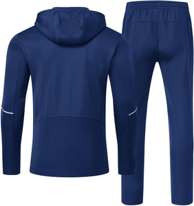 Men's Blue <b>Hooded</b> Tracksuit Full <b>Zip</b> Sweatshirt With Side Pockets Casual Sportswear Regular Fit Polyester Material Autumn Wear - Product Image 2
