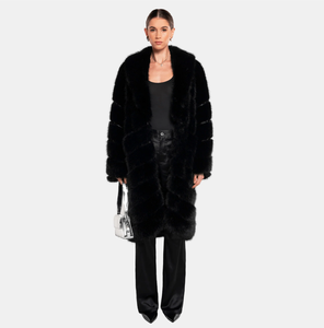 Nesta Sports Manteau de luxe en fausse fourrure à carreaux pour femme, style coréen, veste longue chaude d'hiver, Abrigos De Mujer Chaquetas - Product Image 3