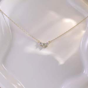 สร้อยคอเพชรเพาะเลี้ยงเคลือบทองคำ 14K พรีเมียม 1 กะรัต ทรงมาร์คีส์ E VVS รับรองโดย IGI ความยาว 16 นิ้ว เหมาะสำหรับเป็นของขวัญวันเกิด - Product Image 2