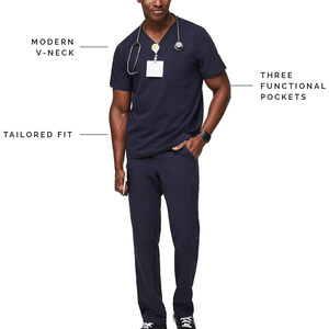 Mens Nursing Scrub <b>Tops</b> Custom Logo Medical Uniform Shirts Supplier Pakistan OEM Export Manufacturing Markets - Product Image 2