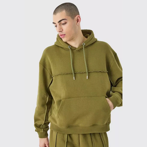 Ensemble survêtement molletonné épais en coton uni pour homme, avec logo personnalisé imprimé, coupe oversize, grandes tailles - Product Image 6