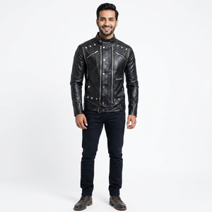 <b>Men's</b> <b>Leather</b> <b>Jacket</b> With Many Zippers <b>Leather</b> Coat <b>Mens</b> Biker <b>Leather</b> <b>Jacket</b> Motorcycle <b>jacket</b> for <b>men</b> - Product Image 6