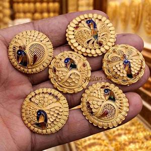 Collar de templo tradicional con trabajo Nakshi, acabado en oro antiguo, con incrustaciones de piedra Kemp, conjunto de joyería étnica nupcial para boda. - Product Image 2