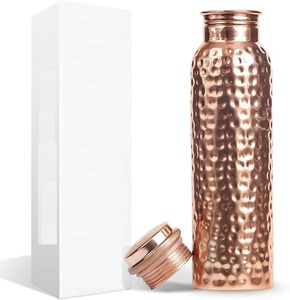 Sustainable metal water <b>bottle</b> Ayurvedic <b>copper</b> vessel Eco-Friendly Hammered <b>Copper</b> Water <b>Bottle</b> for <b>Drinking</b> Water - Product Image 5