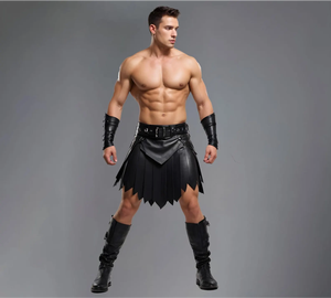 Costume sexy de gladiateur en cuir noir pour homme avec ceinture - Écologique FAZMAX CORPORATION T6543 - Product Image 1