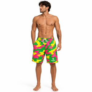 Shorts de bain pour hommes à séchage rapide, taille mi-haute élastique, style vintage décontracté, pour la plage, motif surf, avec poches - Product Image 3