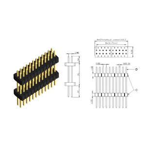 Conector de Cabezal de Doble Base de Una Sola Fila con Paso de 1.0mm, Carcasa de Nylon, Pines Chapados en Oro, Color Negro - Product Image 6