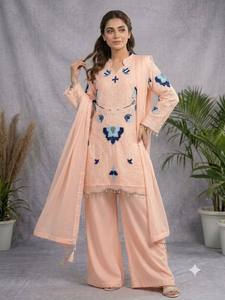 Luxury Soft Organza <b>Top</b> Palazzo Set with Embroidered Cut Work Premium <b>Indian</b> Ethnic Clothing for Export - Product Image 4