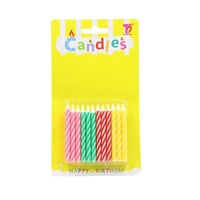Bougies en Cire de Paraffine Écologiques Multicolores Rayées Joyeux Anniversaire avec Support pour Décoration de Gâteaux, Fêtes et Bars