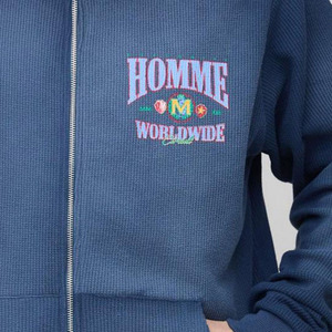 เสื้อฮู้ดดี้ผ้าฟลีซปักลายวาฟเฟิลแบบครึ่งซิปทรงปกติผสมผ้าฝ้ายสำหรับผู้ชาย ดีไซน์ล่าสุด ขายส่ง - Product Image 3
