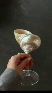 Vietnam Artisan Seashell Glass Wine Goblet for Wine Drinking <b>Table</b> Decor <b>Bar</b> Use for Home Dining and <b>Bar</b> Service - Product Image 3