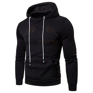 Sweat-shirt à capuche pour homme, bleu marine uni, décontracté, manches longues, avec poche kangourou et cordon de serrage - Product Image 2