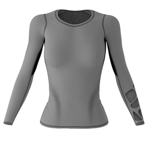 Haut de compression respirant de haute qualité pour femmes, personnalisé, pour le fitness et le sport, imprimé par transfert thermique, 100 % polyester, col en V, coupe courte - Product Image 3
