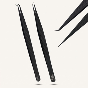 Pince à épiler professionnelle pour extensions de cils à pointe en fibre, courbée, à pointe fine, outil d'isolation pour volume - Product Image 1