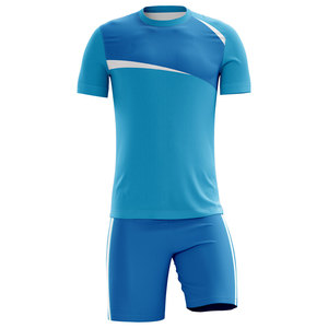 <b>Boys</b> Blue Soccer Jersey Set V-Neck Short Sleeve Moisture Wicking Uniform For Children All Seasons Sport Apparel - Product Image 2