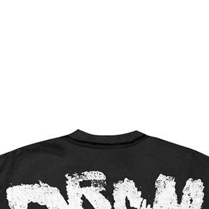 T-shirt streetwear noir surdimensionné pour homme, col rond, manches courtes, imprimé lettres, en jersey de coton, coupe ajustée - Product Image 4