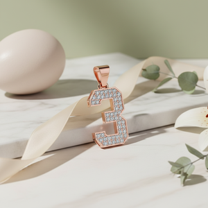 Diamtrendz Lucky Number <b>3</b> Pendant Chain 925 Silver Rhodium Plated Hiphop Cubic Zirconia Diamond 10K 14K 18K Solid Gold - Product Image 1