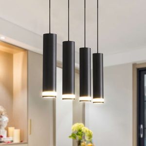 Lampadario a sospensione Angelina a 6 luci nero opaco per isola cucina, lampada a sospensione elegante (lampadina non inclusa) - Product Image 1