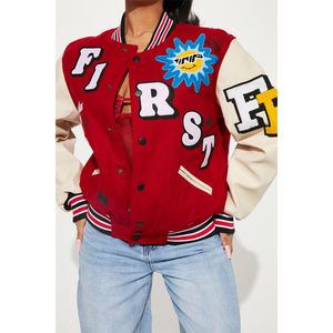 Chaqueta de béisbol universitaria personalizada de alta calidad para hombre 100% algodón recubierto de invierno tela tejida transpirable Puff impreso bordado - Product Image 2