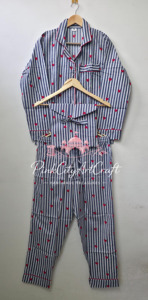 Conjunto de Pijama de Algodón Premium para Mujer, Elegante Camisa de Manga Larga con Cuello de Solapa y Botones, Pantalones Largos a Juego, Verano - Product Image 6