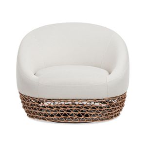 Fauteuil de patio rembourré en osier brun doré de 35,5 po, assise profonde, avec chaises de jardin beige blé - Product Image 3