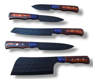 Ensemble de couteaux de chef en acier inoxydable Nordic Forge, cinq pièces, manches en bois Pakka, fabrication artisanale OEM personnalisée, ensemble de couteaux de cuisine avec sac de transport - Product Image 3