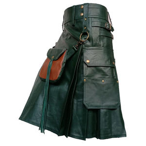 Men's Green <b>Leather</b> Kilt with Sporran Bag Traditional Scottish Highland Wears 2026 - Product Image 3