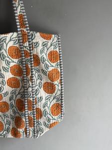 Sac fourre-tout en coton brodé bohème avec motif floral orange, ouverture supérieure, sac de shopping pour toutes les saisons, cadeau pour elle - Product Image 5
