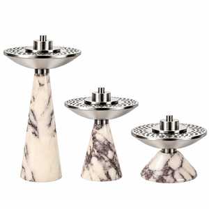 Ensemble de brûleurs à bakhoor de luxe en métal et bois avec accents en cristal et plateau assorti, 3 pièces, brûleur à bakhoor de luxe en marbre et métal - Product Image 6